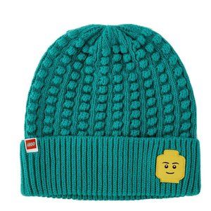 ✅️Lego x Target Kids Beanie Knit Hat Minifigure Patch One Size OSFM Teal